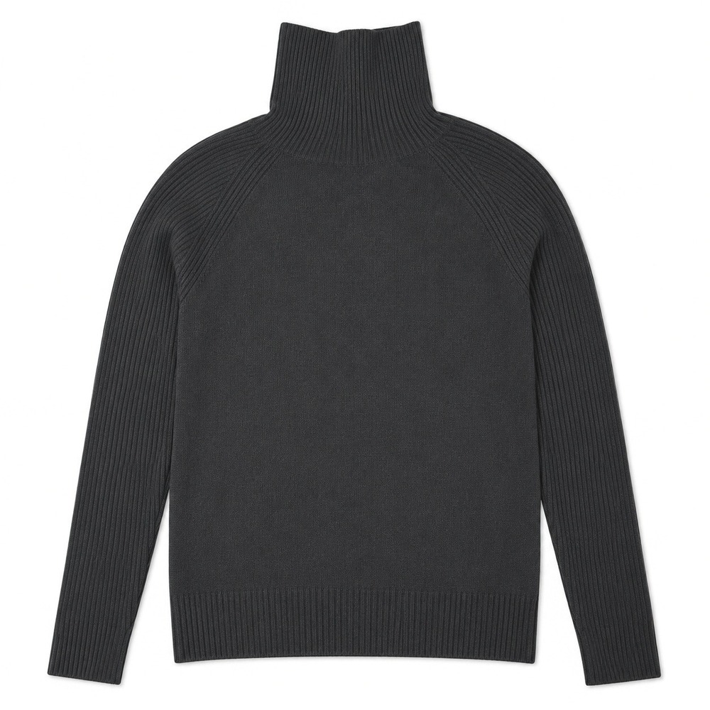 LINY XIN Merino Wool Turtleneck Sweater Women Small Black Ribbed Minimalist